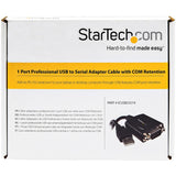StarTech.com 1ft (30cm) 1-Port Professional USB to Serial Adapter Cable with COM Retention, USB to RS232 Adapter - TAA — ICUSB2321X