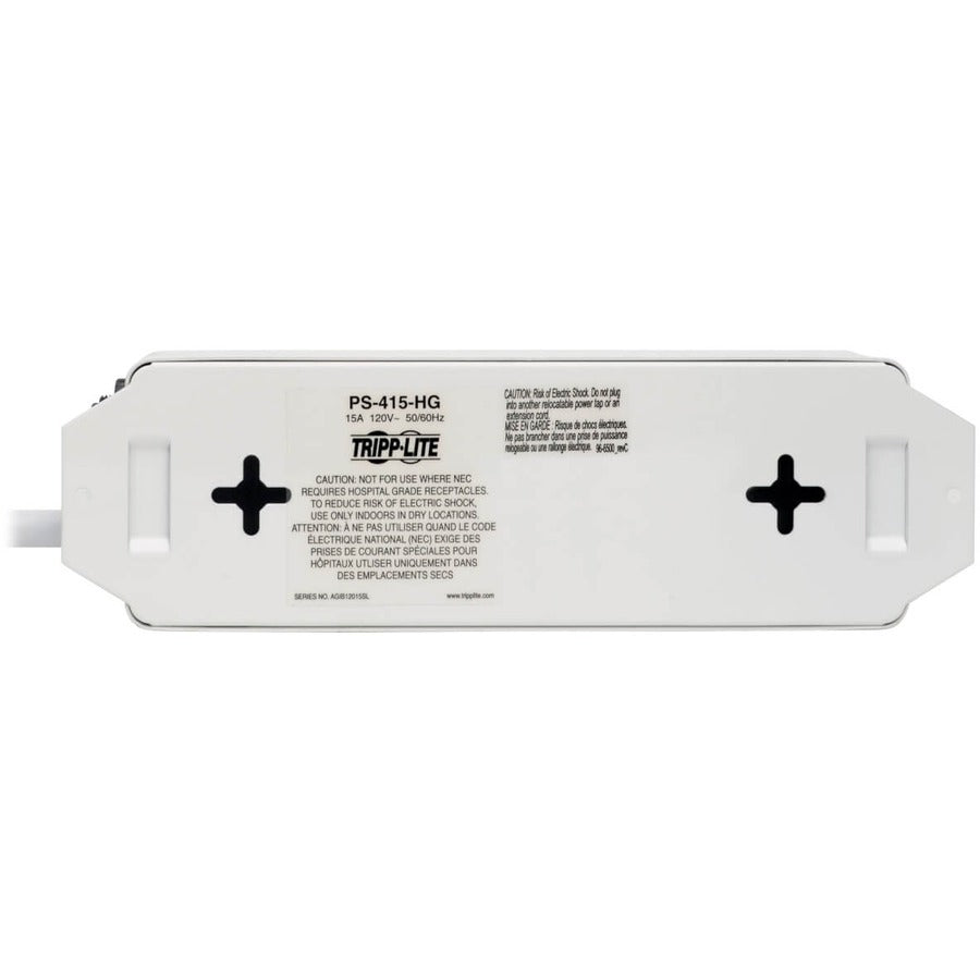 Eaton Tripp Lite Series Safe-IT Medical-Grade Power Strip, UL 1363, 4 Hospital-Grade Outlets, Antimicrobial, 15 ft. (4.57 m) Cord — PS-415-HG
