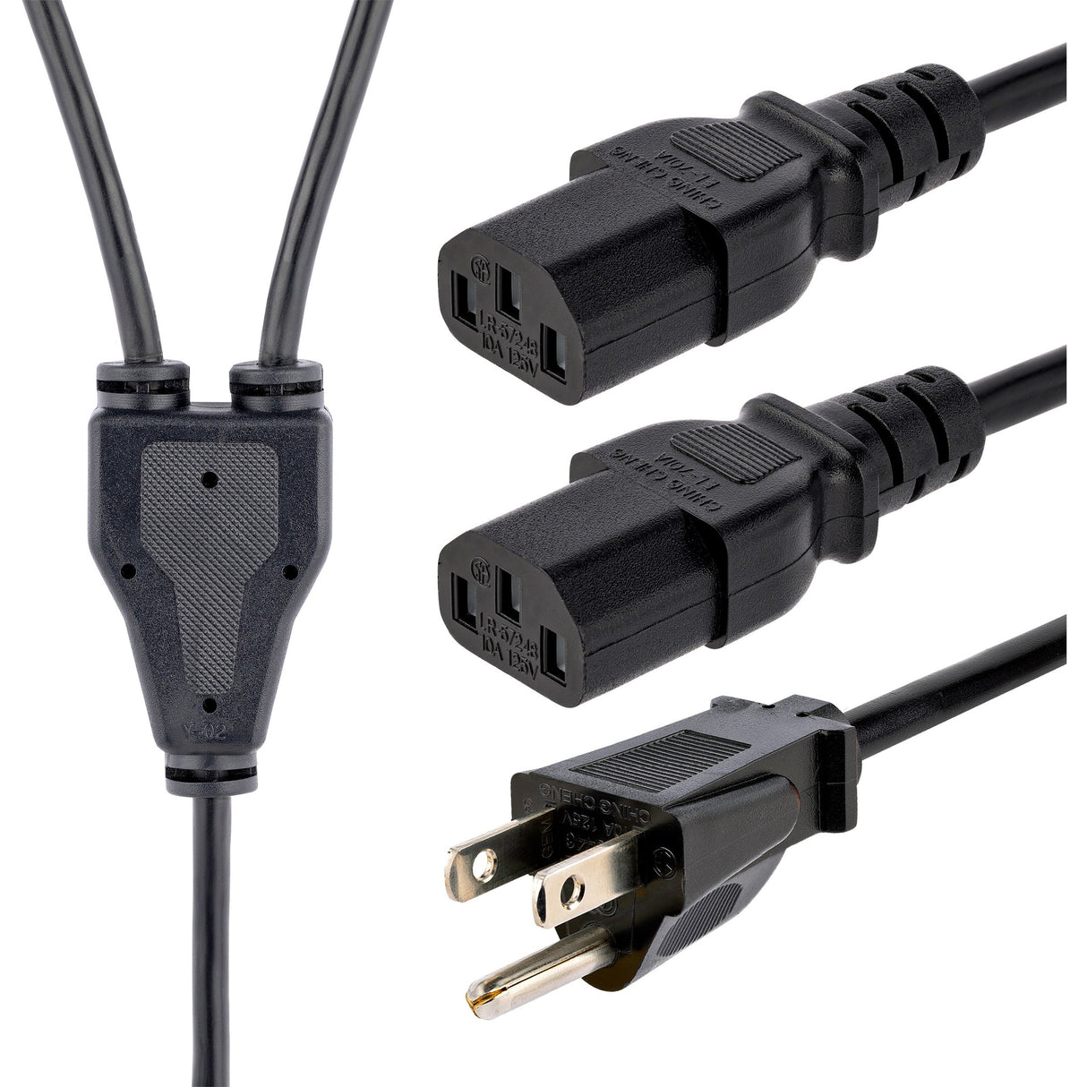 StarTech.com 10ft (3m) Computer Power Y Cord, NEMA 5-15P to C13, 10A 125V, 18AWG, Black Replacement PC Power Cord, TV/Monitor Power Cable — PXT101Y10