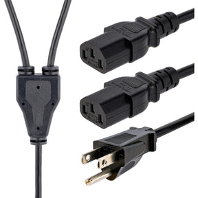 StarTech.com 10ft (3m) Computer Power Y Cord, NEMA 5-15P to C13, 10A 125V, 18AWG, Black Replacement PC Power Cord, TV/Monitor Power Cable — PXT101Y10