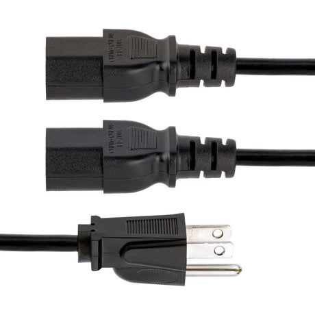 StarTech.com 10ft (3m) Computer Power Y Cord, NEMA 5-15P to C13, 10A 125V, 18AWG, Black Replacement PC Power Cord, TV/Monitor Power Cable — PXT101Y10