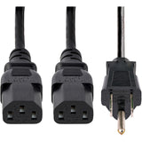 StarTech.com 10ft (3m) Computer Power Y Cord, NEMA 5-15P to C13, 10A 125V, 18AWG, Black Replacement PC Power Cord, TV/Monitor Power Cable — PXT101Y10