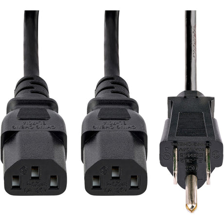 StarTech.com 10ft (3m) Computer Power Y Cord, NEMA 5-15P to C13, 10A 125V, 18AWG, Black Replacement PC Power Cord, TV/Monitor Power Cable — PXT101Y10