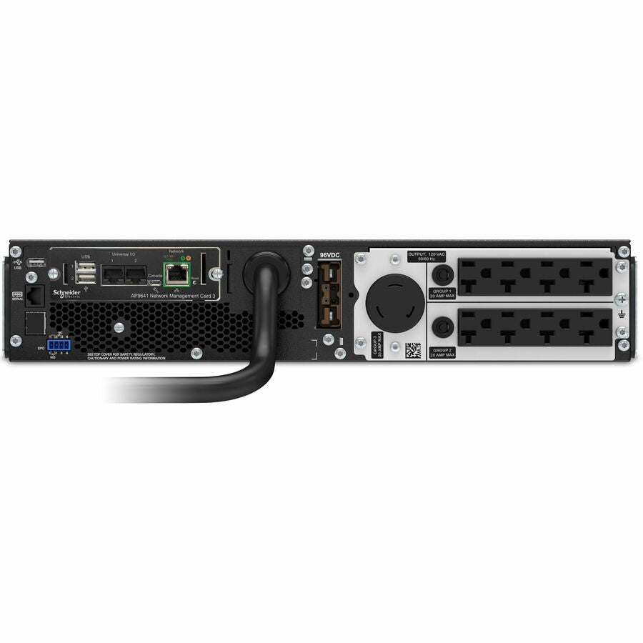 APC Smart-UPS On-Line, 3kVA, Rackmount 2U, 120V, 8x 5-20R+1x L5-30R NEMA outlets, Network Card, Extended runtime, W/ rail kit — SRT3000RMXLA-NC