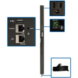 Eaton 1.4kW Single-Phase Monitored PDU with LX Platform Interface, 120V Outlets (16 5-15R), 10 ft. (3.05 m) Cord with 5-15P Plug, 0U, TAA — PDUMNV15LX