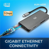 Adesso 8-in-1 USB-C Multi-Port Docking Station (TAA Compliant) — AUH-4030