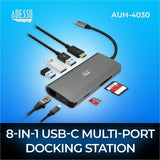 Adesso 8-in-1 USB-C Multi-Port Docking Station (TAA Compliant) — AUH-4030