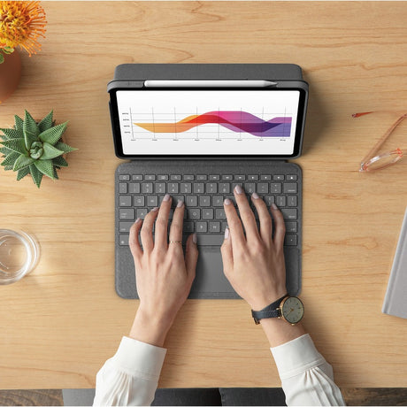Logitech Folio Touch iPad Keyboard Case with Trackpad and Smart Connector for iPad Air 11-inch (M2 & M3), iPad Air (4th & 5th gen) - Oxford Gray — 920-009952