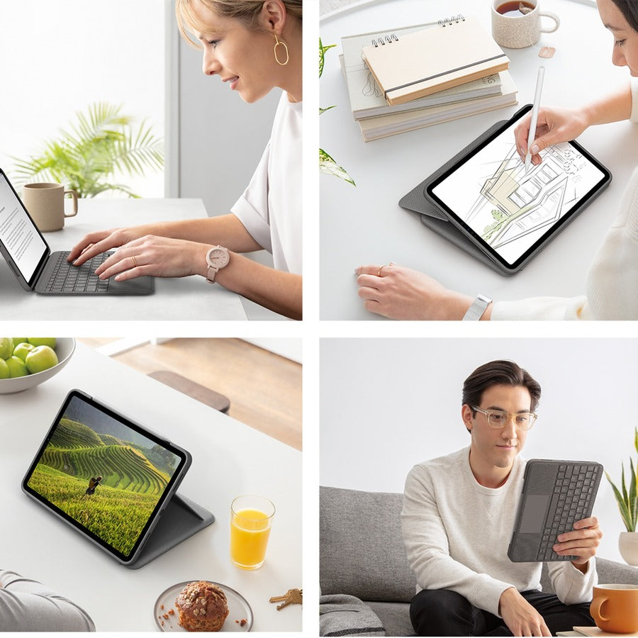Logitech Folio Touch iPad Keyboard Case with Trackpad and Smart Connector for iPad Air 11-inch (M2 & M3), iPad Air (4th & 5th gen) - Oxford Gray — 920-009952