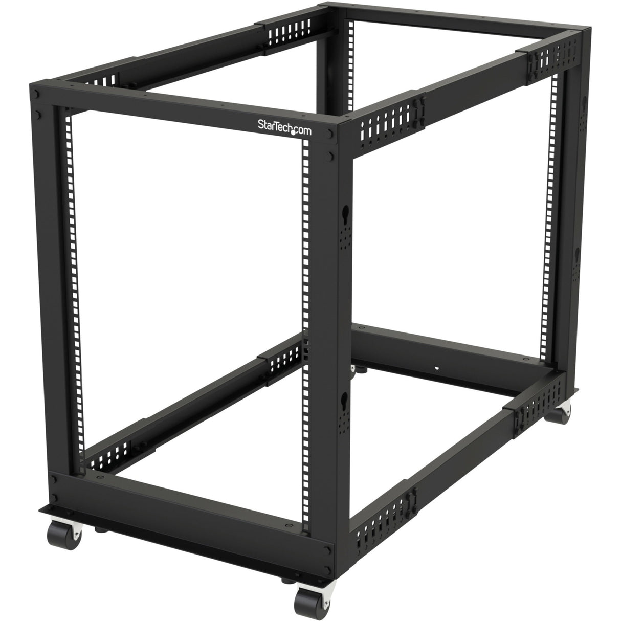 StarTech.com 4-Post 15U Mobile Open Frame Server Rack, 19" Network Rack with Casters, Rolling Rack for Computer/AV/Data/IT Equipment — 4POSTRACK15U