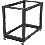 StarTech.com 4-Post 15U Mobile Open Frame Server Rack, 19" Network Rack with Casters, Rolling Rack for Computer/AV/Data/IT Equipment — 4POSTRACK15U