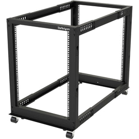 StarTech.com 4-Post 15U Mobile Open Frame Server Rack, 19" Network Rack with Casters, Rolling Rack for Computer/AV/Data/IT Equipment — 4POSTRACK15U
