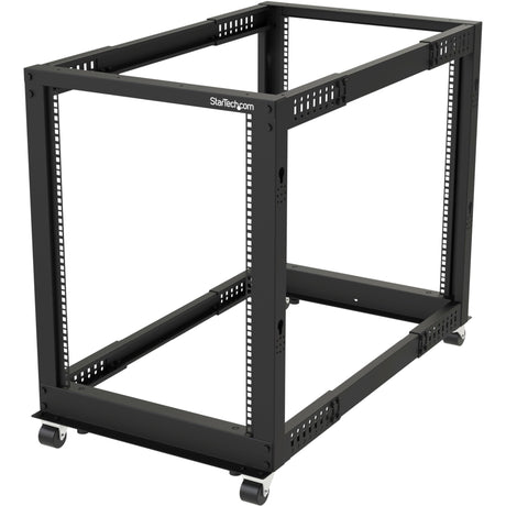 StarTech.com 4-Post 15U Mobile Open Frame Server Rack, 19" Network Rack with Casters, Rolling Rack for Computer/AV/Data/IT Equipment — 4POSTRACK15U