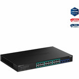 TRENDnet 28-Port Gigabit Web Smart PoE+ Switch with 24 Gigabit PoE+ Ports; TPE-30284; 4 x 10G SFP+ slots; 370W PoE power;VLAN; QoS; LACP; IPv4/IPv6 Static Routing — TPE-30284
