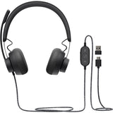 Logitech Zone Wired Noise Cancelling Headset, USB-C with USB-A adapter, graphite — 981-000876