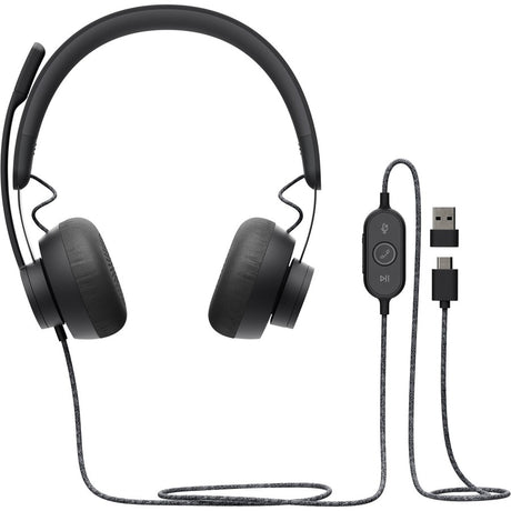 Logitech Zone Wired Noise Cancelling Headset, USB-C with USB-A adapter, graphite — 981-000876