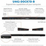 Eaton Tripp Lite Series USB-C Dock, Triple Display - 4K HDMI & DP, VGA, USB 3.x (5Gbps) and USB 2.0 Hub Ports, GbE, 100W PD Charging — U442-DOCK7D-B