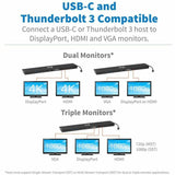 Eaton Tripp Lite Series USB-C Dock, Triple Display - 4K HDMI & DP, VGA, USB 3.x (5Gbps) and USB 2.0 Hub Ports, GbE, 100W PD Charging — U442-DOCK7D-B