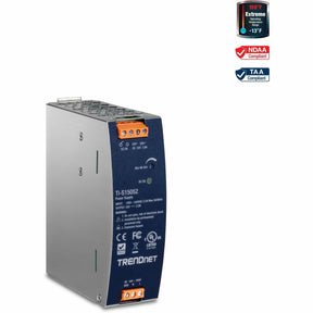 TRENDnet 150W, 52V DC, 2.89A AC to DC DIN-Rail Power Supply, TI-S15052, Industrial Power Supply with Built-In Power Factor Controller Function, Silver — TI-S15052