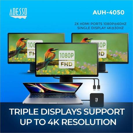 Adesso 11 in 1 USB-C Multiport Docking Station(TAA Compliant) — AUH-4050