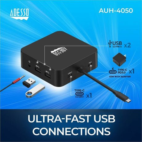 Adesso 11 in 1 USB-C Multiport Docking Station(TAA Compliant) — AUH-4050