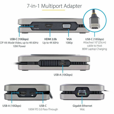 StarTech.com USB-C Multiport Adapter w/USB-C DP Alt Mode Video/4K HDMI/VGA, USB-C Dual Monitor Docking Station, Type C Mini Dock/MST Hub — DKM31C3HVCPD