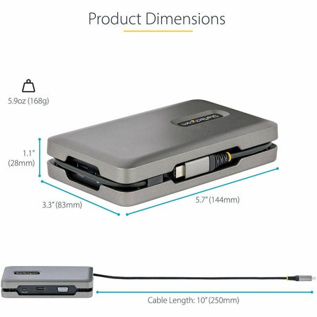StarTech.com USB-C Multiport Adapter w/USB-C DP Alt Mode Video/4K HDMI/VGA, USB-C Dual Monitor Docking Station, Type C Mini Dock/MST Hub — DKM31C3HVCPD