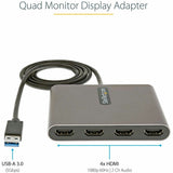 StarTech.com USB 3.0 to Quad HDMI Adapter, USB to 4x HDMI Monitor Converter for Windows (no support for macOS/ChromeOS/Linux) - TAA — USB32HD4