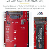 StarTech.com M.2 to U.3 Adapter, For M.2 NVMe SSDs, PCIe M.2 Drive to 2.5inch U.3 (SFF-TA-1001) Host Adapter/Converter, TAA Compliant — 1M25-U3-M2-ADAPTER