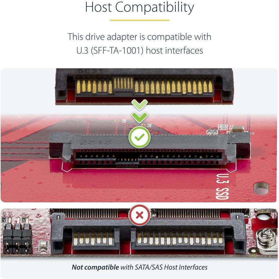 StarTech.com M.2 to U.3 Adapter, For M.2 NVMe SSDs, PCIe M.2 Drive to 2.5inch U.3 (SFF-TA-1001) Host Adapter/Converter, TAA Compliant — 1M25-U3-M2-ADAPTER