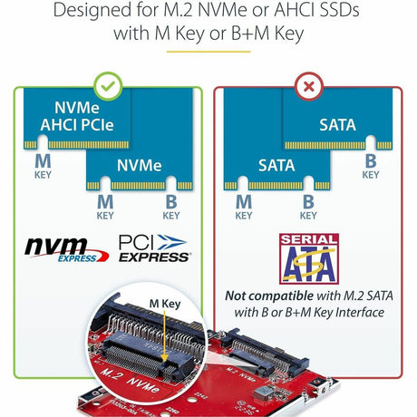 StarTech.com M.2 to U.3 Adapter, For M.2 NVMe SSDs, PCIe M.2 Drive to 2.5inch U.3 (SFF-TA-1001) Host Adapter/Converter, TAA Compliant — 1M25-U3-M2-ADAPTER