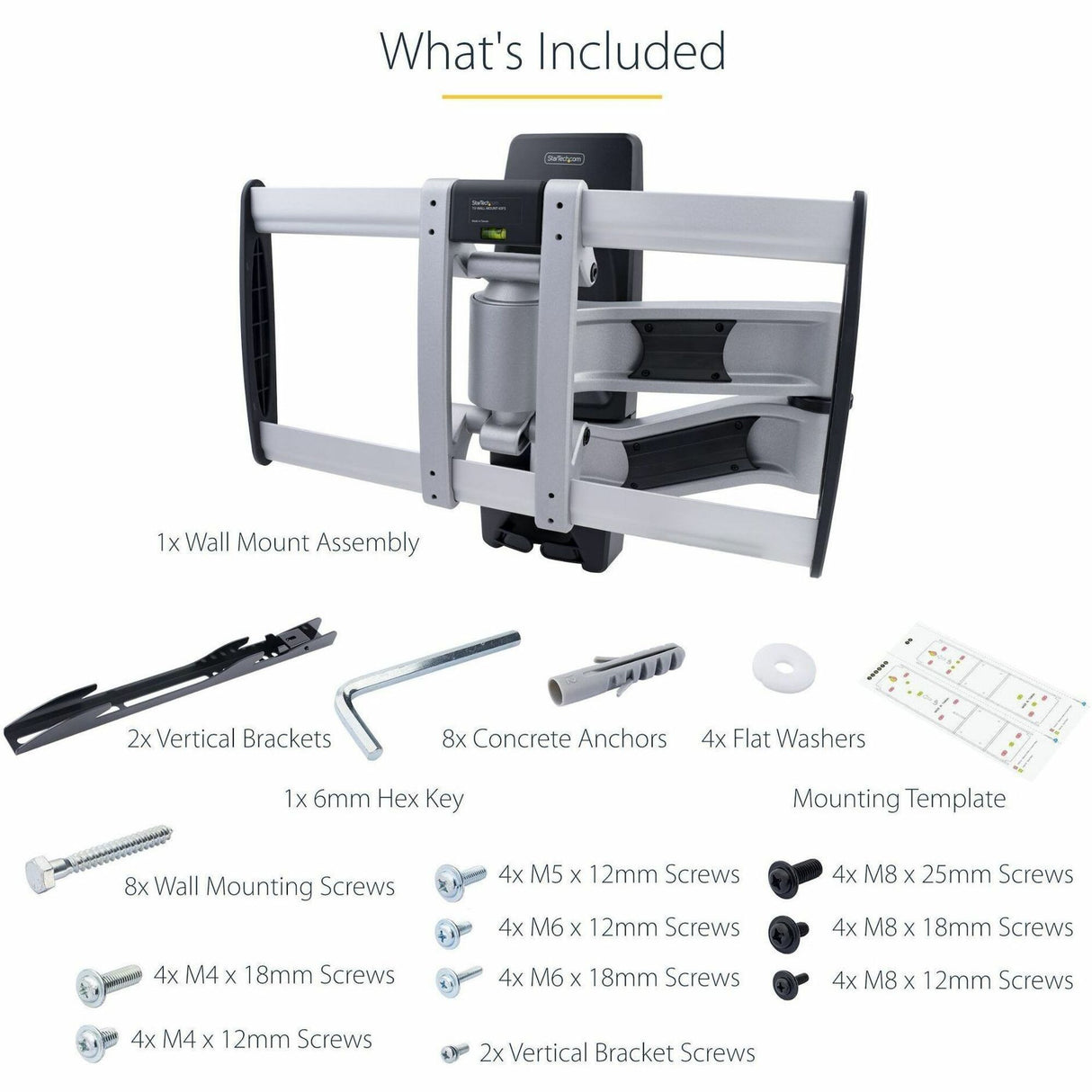 StarTech.com Articulating TV Wall Mount, VESA Wall Mount TV Bracket for 65 inch/99lb/Curved TVs, Corner Adjustable Low Profile Wall Mount — TV-WALL-MOUNT-65FS