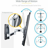 StarTech.com Articulating TV Wall Mount, VESA Wall Mount TV Bracket for 65 inch/99lb/Curved TVs, Corner Adjustable Low Profile Wall Mount — TV-WALL-MOUNT-65FS