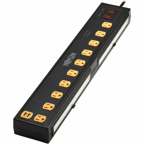Eaton Tripp Lite Series Protect It! 10-Outlet Surge Protector with Swivel Light Bars - 5-15R Outlets, 2 USB Ports, 6 ft. (1.8 m) Cord, 1350 Joules, Black — TLP1006USB