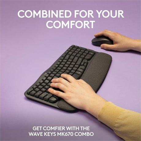 Logitech Wave Keys MK670 Combo, Wireless Ergonomic Keyboard with Signature M550 L Wireless Mouse, Graphite — 920-012059