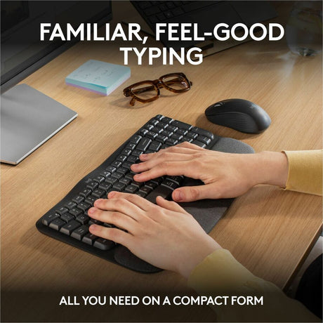 Logitech Wave Keys MK670 Combo, Wireless Ergonomic Keyboard with Signature M550 L Wireless Mouse, Graphite — 920-012059