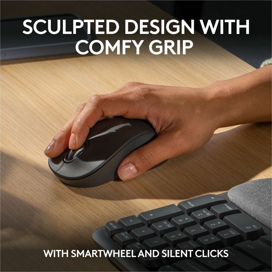 Logitech Wave Keys MK670 Combo, Wireless Ergonomic Keyboard with Signature M550 L Wireless Mouse, Graphite — 920-012059