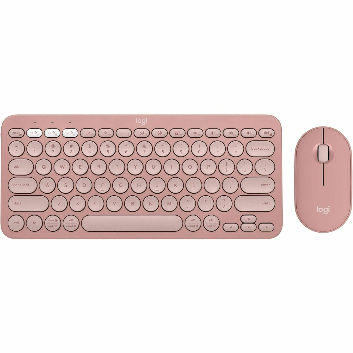 Logitech Pebble 2 Combo, Wireless Keyboard and Mouse, Quiet and Portable, Customizable, Logi Bolt, Tonal Rose — 920-012199