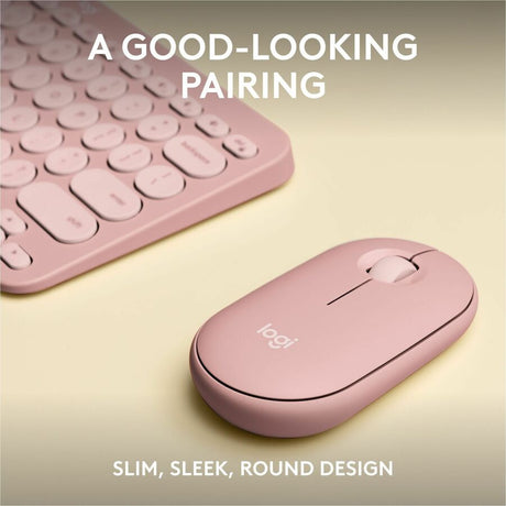 Logitech Pebble 2 Combo, Wireless Keyboard and Mouse, Quiet and Portable, Customizable, Logi Bolt, Tonal Rose — 920-012199