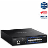 TRENDnet 12-Port 10G Layer 2 Managed SFP+ Switch, TL2-F7120, 12 x 10G SFP+ Ports, 240Gbps, Ethernet Splitter, NDAA & TAA Compliant, Lifetime Protection, Black — TL2-F7120