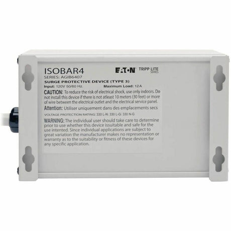 Eaton Tripp Lite Series Isobar 4-Outlet Surge Protector, 6 ft. Cord with Right-Angle Plug, 3330 Joules, Metal Housing — IBAR4