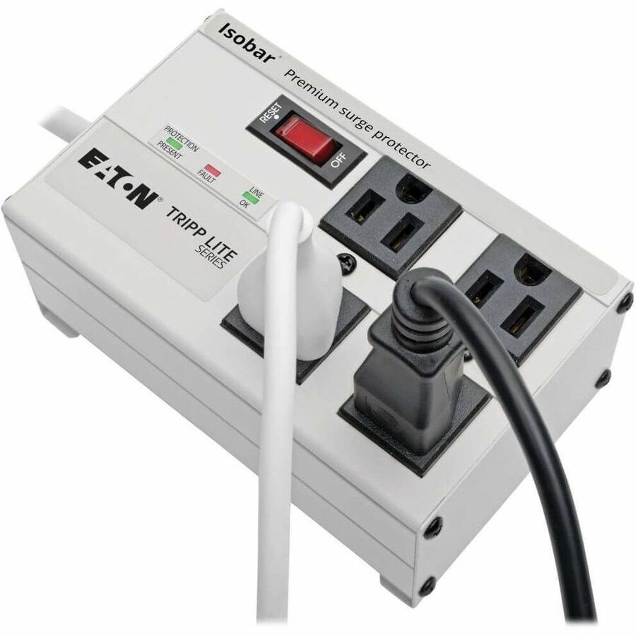 Eaton Tripp Lite Series Isobar 4-Outlet Surge Protector, 6 ft. Cord with Right-Angle Plug, 3330 Joules, Metal Housing — IBAR4