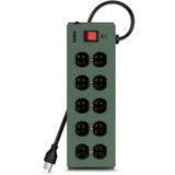 Belkin 10-Outlet Metal Surge Protector - 15ft Cord - Straight Plug - 885J - On-Off Switch - Green (5-pack) — F9D1000-155PK