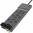 Belkin 12-Outlet Surge Protector - 8ft Cord - Right Angle Plug - 4120J - Telephone, Coaxial Protection - Grey (3-pack) — BE112234-103PK