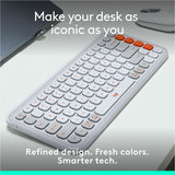 Logitech POP ICON KEYS Wireless Bluetooth Keyboard, Comfortable Typing, Programmable Keys, Easy-Switch Between up to 3 Devices (Off-white & Orange) — 920-012935