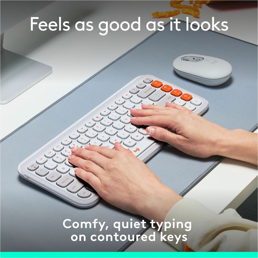 Logitech POP ICON KEYS Wireless Bluetooth Keyboard, Comfortable Typing, Programmable Keys, Easy-Switch Between up to 3 Devices (Off-white & Orange) — 920-012935