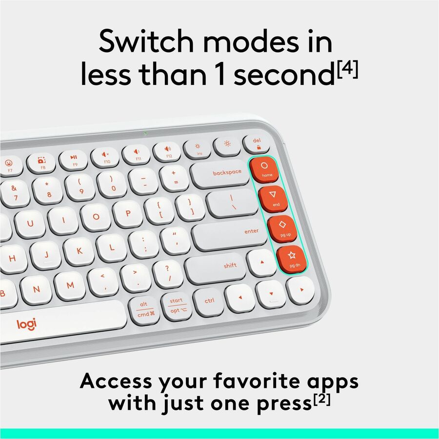 Logitech POP ICON KEYS Wireless Bluetooth Keyboard, Comfortable Typing, Programmable Keys, Easy-Switch Between up to 3 Devices (Off-white & Orange) — 920-012935