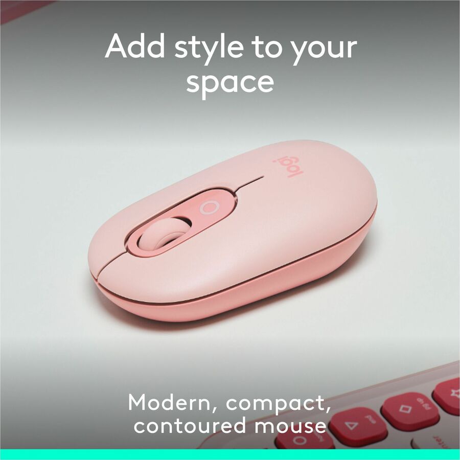 Logitech POP Mouse, Compact and Portable Wireless Bluetooth Mouse With Programmable Buttons and Quiet Clicks, Easy-Switch Between up to 3 Devices, Rose — 910-007409