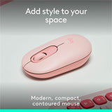 Logitech POP Mouse, Compact and Portable Wireless Bluetooth Mouse With Programmable Buttons and Quiet Clicks, Easy-Switch Between up to 3 Devices, Rose — 910-007409