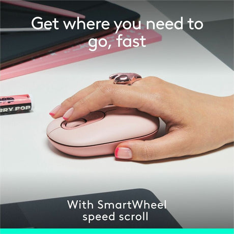 Logitech POP Mouse, Compact and Portable Wireless Bluetooth Mouse With Programmable Buttons and Quiet Clicks, Easy-Switch Between up to 3 Devices, Rose — 910-007409